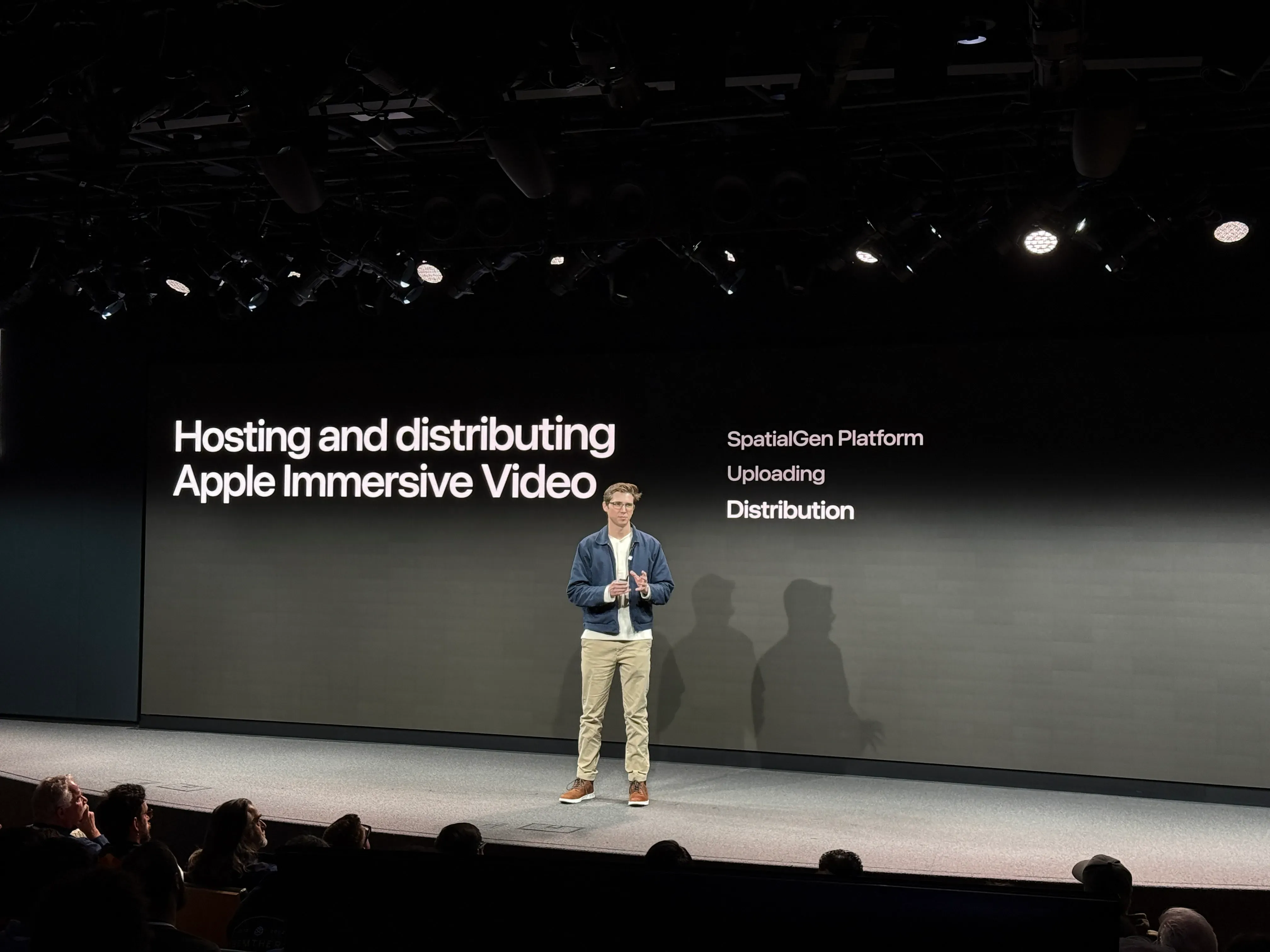 Zachary Handshoe presenting SpatialGen on the Apple Developer stage