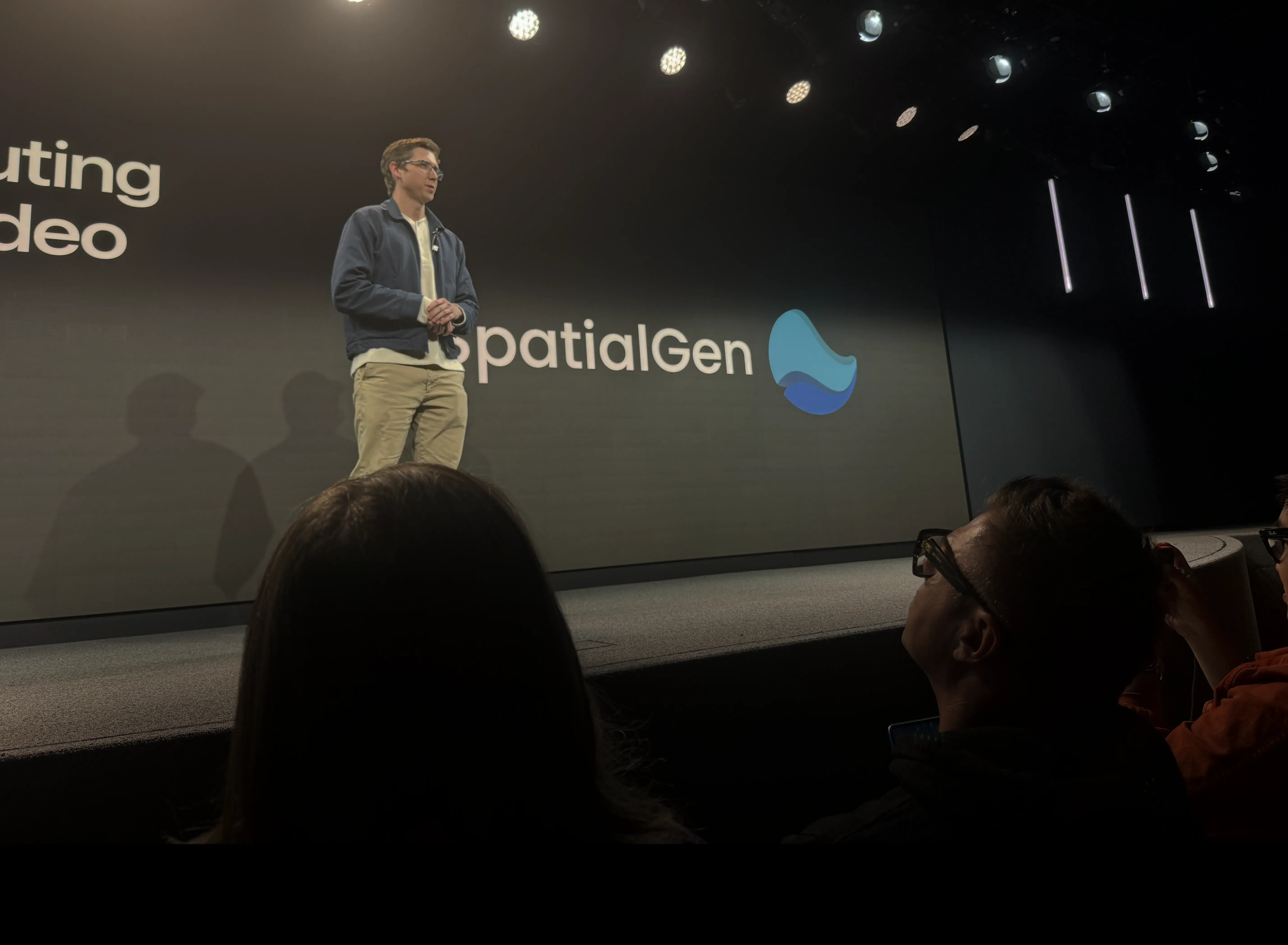 Zachary Handshoe presents SpatialGen at the Apple Developer Center in Cupertino.